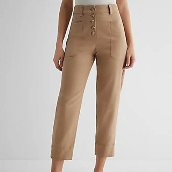 Express high rise khaki trouser pants - Picture 1 of 7